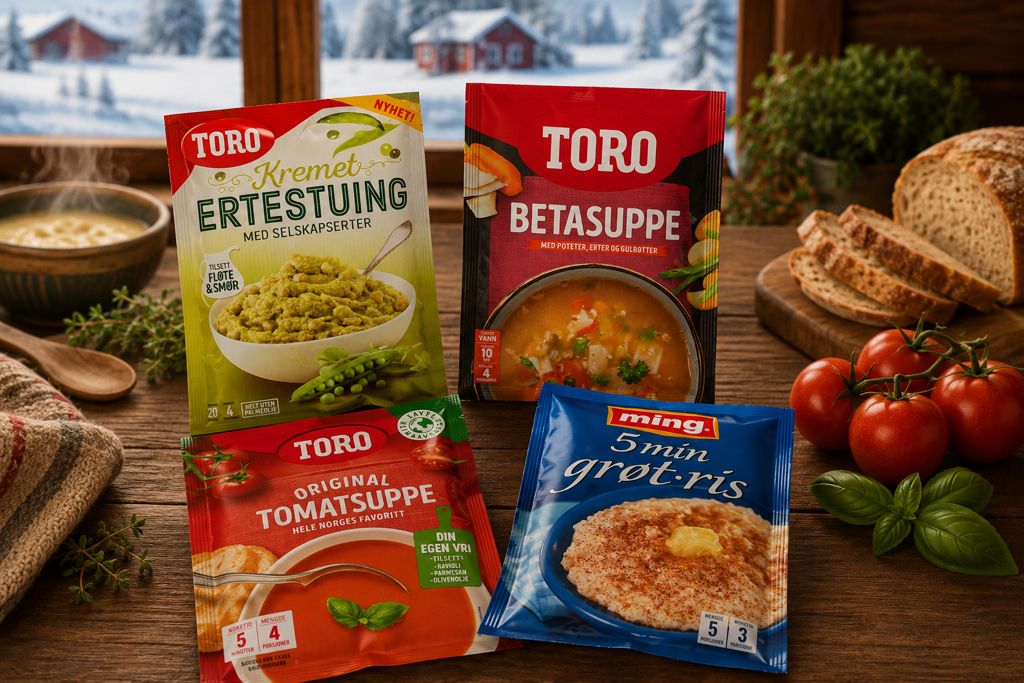 Norwegian Cabin Kit — TORO Ertestuing, Betasuppe, Tomatsuppe og Ming Grøtris