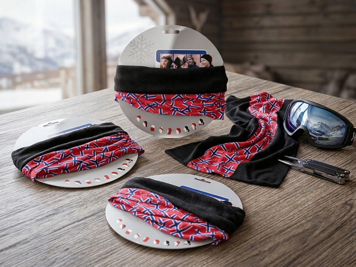 Buff med norsk motiv i pakke – perfekt gave
