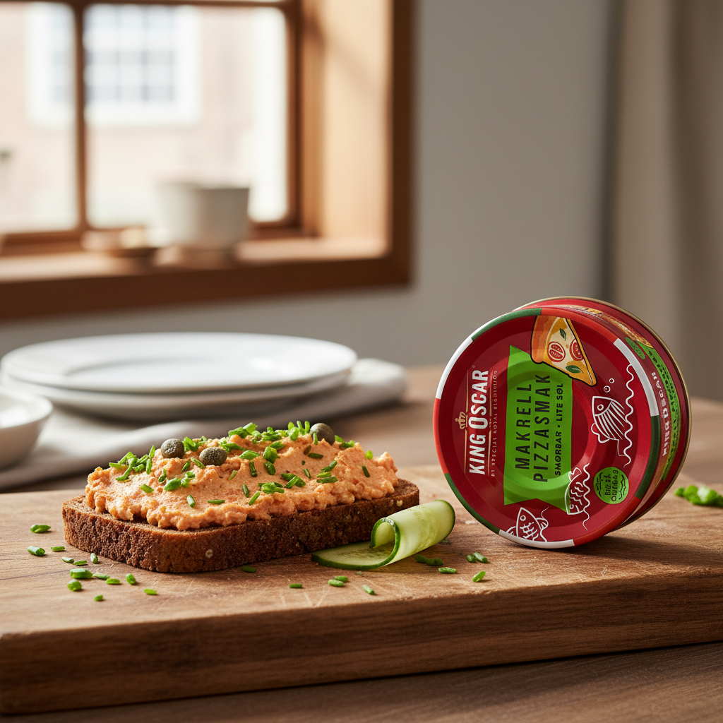 King Oscar på grovbrød — lys stil
