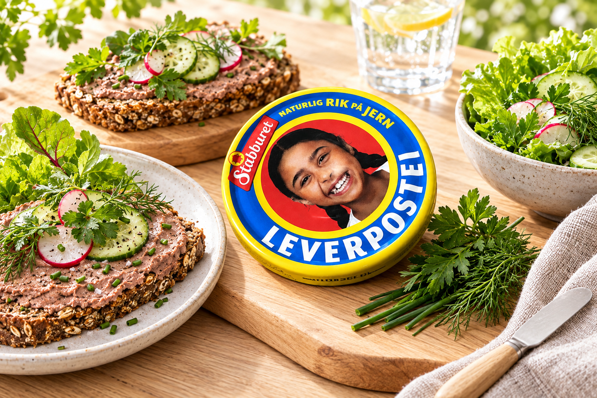 Leverpostei med mer grønt og frokosttilbehør